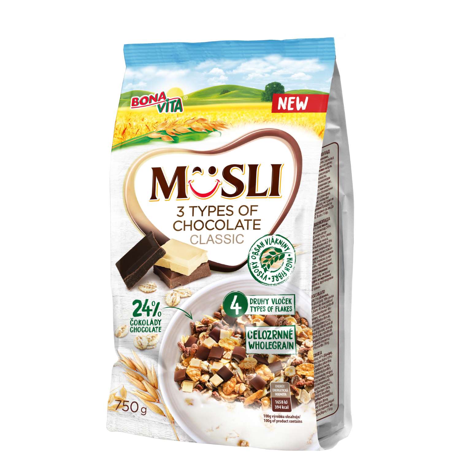 Muesli 3 types chocolate 750g - Solgio